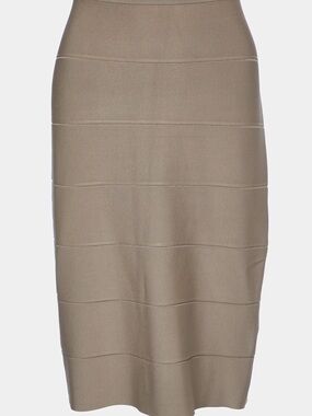 Hera Collection Beige Ribbed Bandage Pencil Skirt